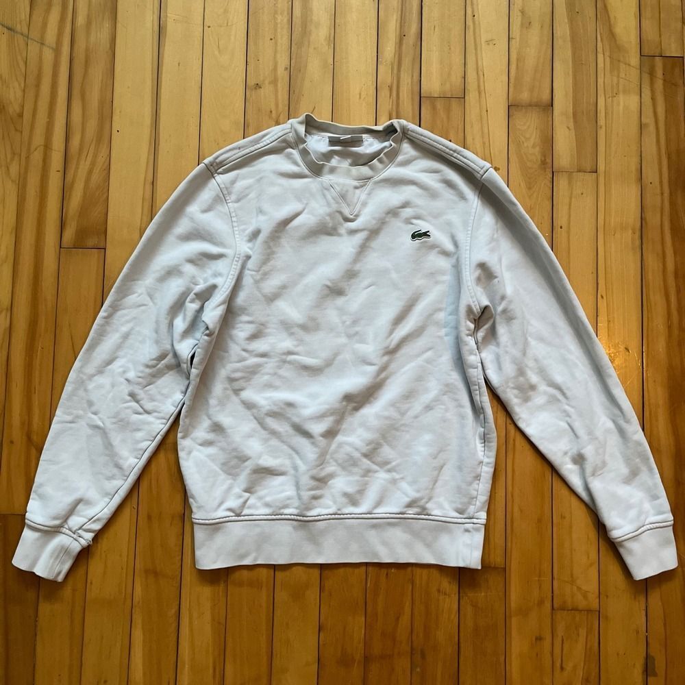Lacoste Sport Crewneck Sweatshirt Light Beige Embroidered Croc Logo US S